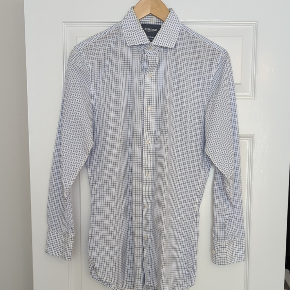 Bonobos White and Blue Check Dress Shirt